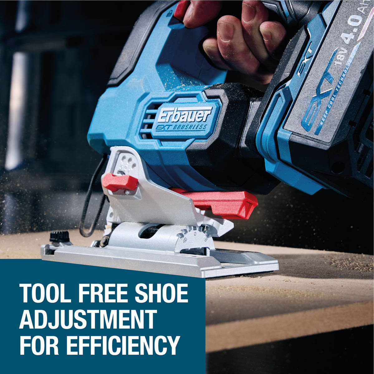 Erbauer Jigsaw Cordless 18V 4Ah Li-Ion ERI1087JSW Brushless Soft Grip Compact - Image 6
