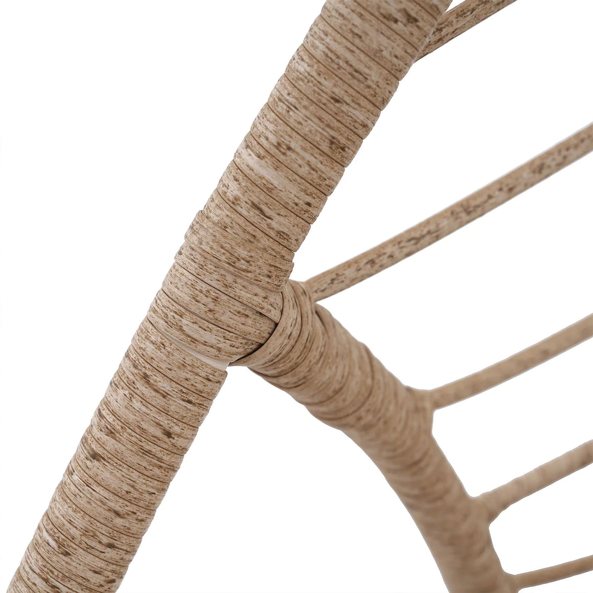 GoodHome Omalos Hanging Egg Chair Beige Rattan Effect Garden Seat - Image 5
