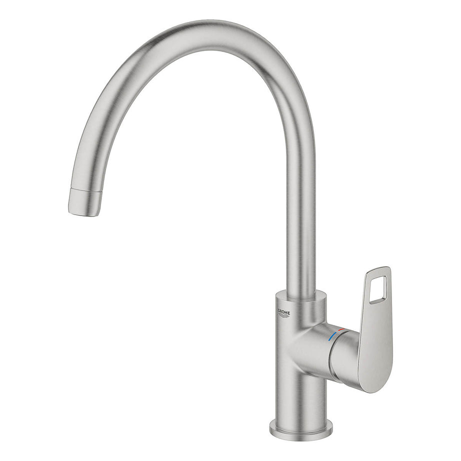 Grohe Kitchen Tap Side Lever Stainless Steel Effect Chrome Plated Contemporary - Image 3