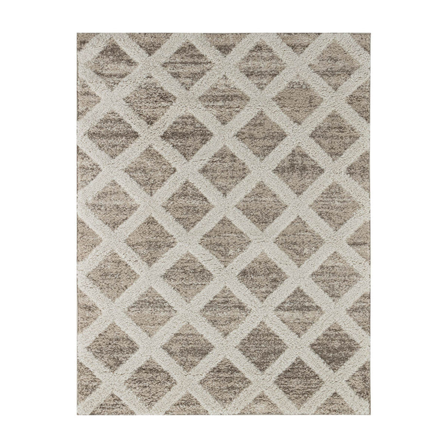 Diamond Rug Shaggy Natural Woven Effect Geo Medium Size (L)170cm x (W)120cm - Image 3