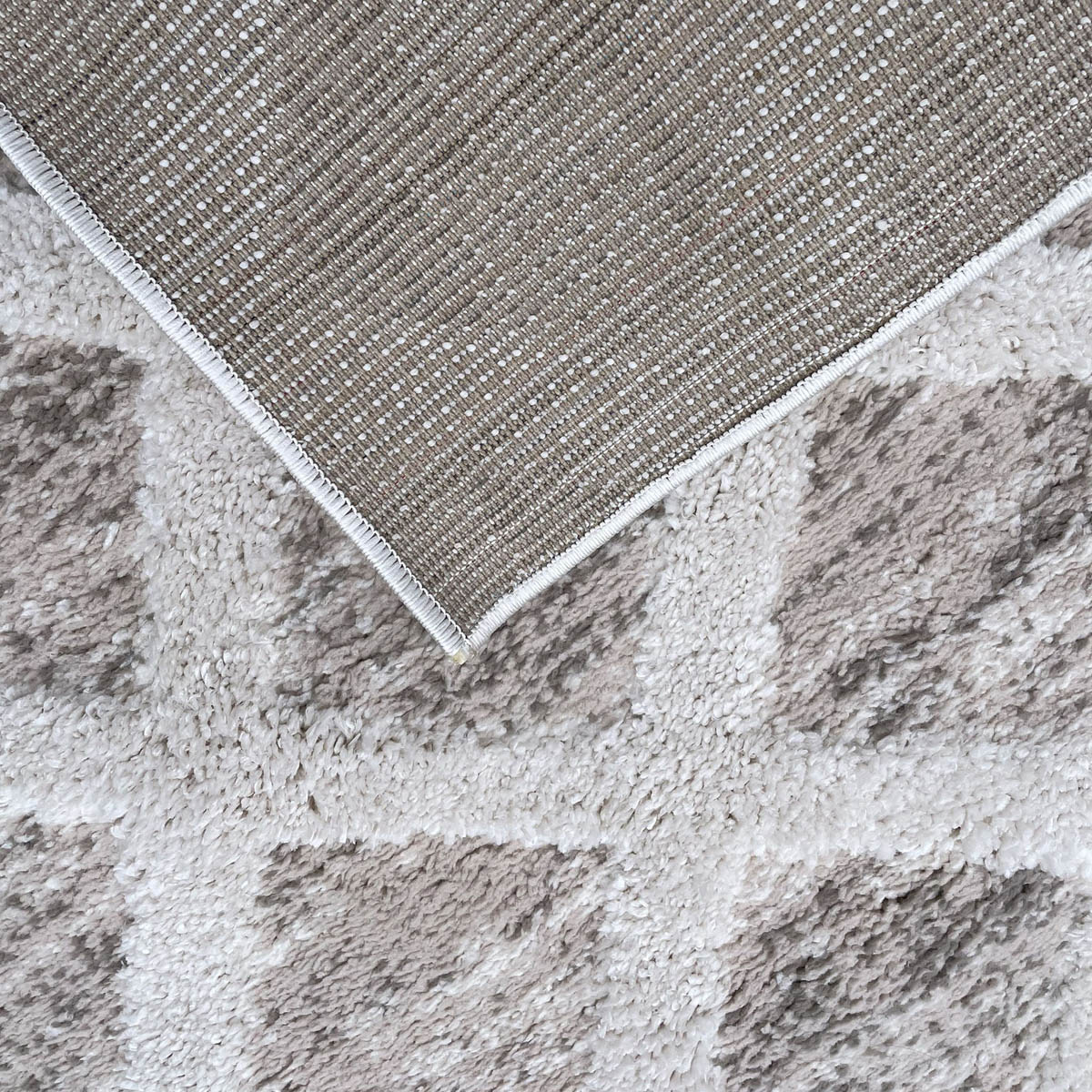 Diamond Rug Shaggy Natural Woven Effect Geo Medium Size (L)170cm x (W)120cm - Image 4