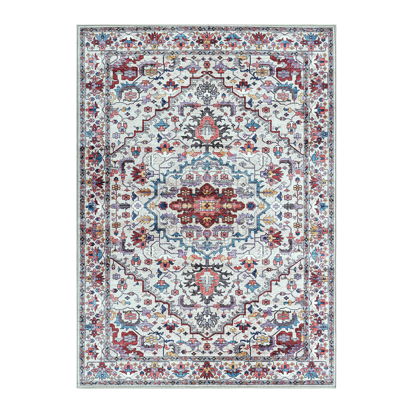 Medium Rug Multicoloured Chenille Woven Effect Traditional (L)170cm x (W)120cm - Image 1