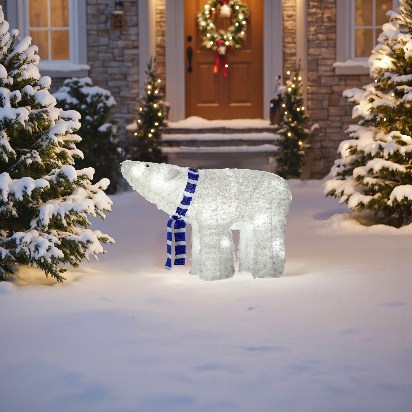 Christmas Polar Bear Silhouette Ice White LED Indoor Outdoor (H) 520mm - Image 1