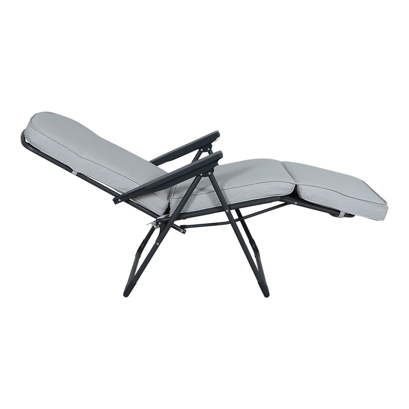 Casima Grey Metal Recliner Outdoor Garden Lounge Chair Sun Lounger Folding - Image 2