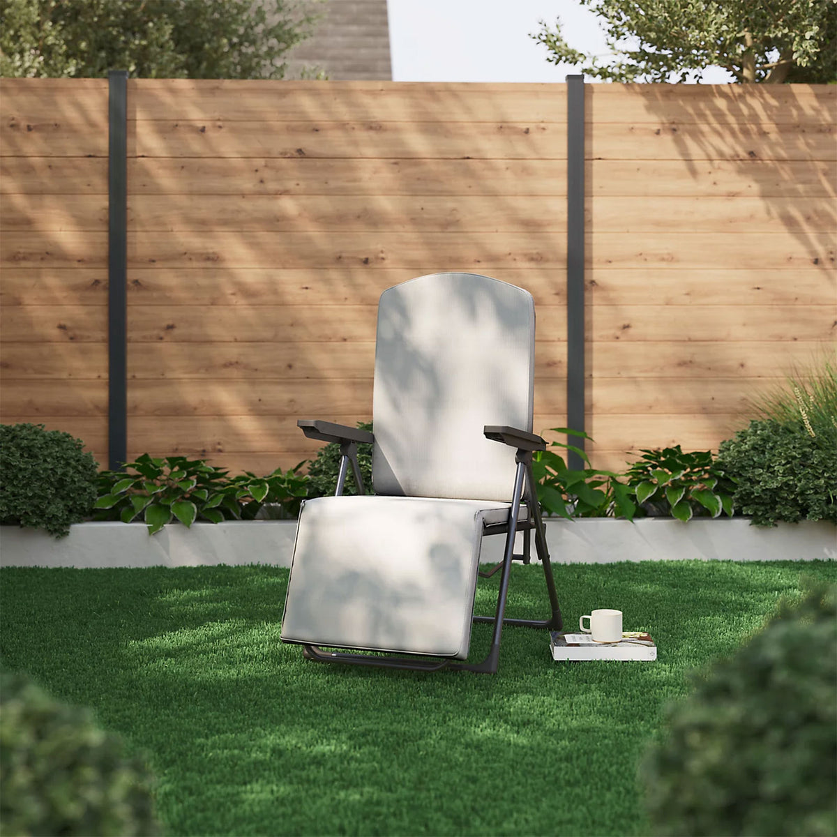 GoodHome Casima Grey Metal Recliner Outdoor Garden Lounge Chair - Image 7
