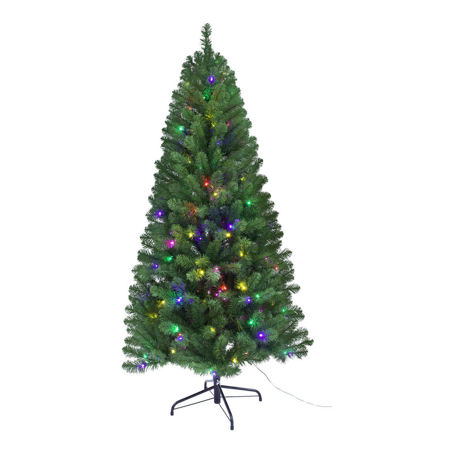 Artificial Christmas tree 6ft Pre-lit Full Delphini Multicolour LED Hinged Green - Image 3