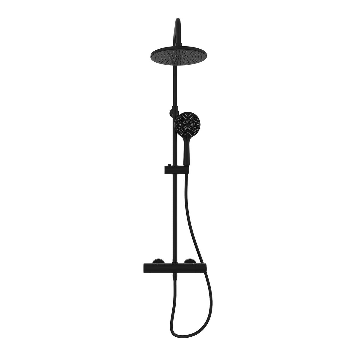 Hanalei Thermostatic Mixer Shower Matt Black Dual Round Head Bathroom Modern - Image 3