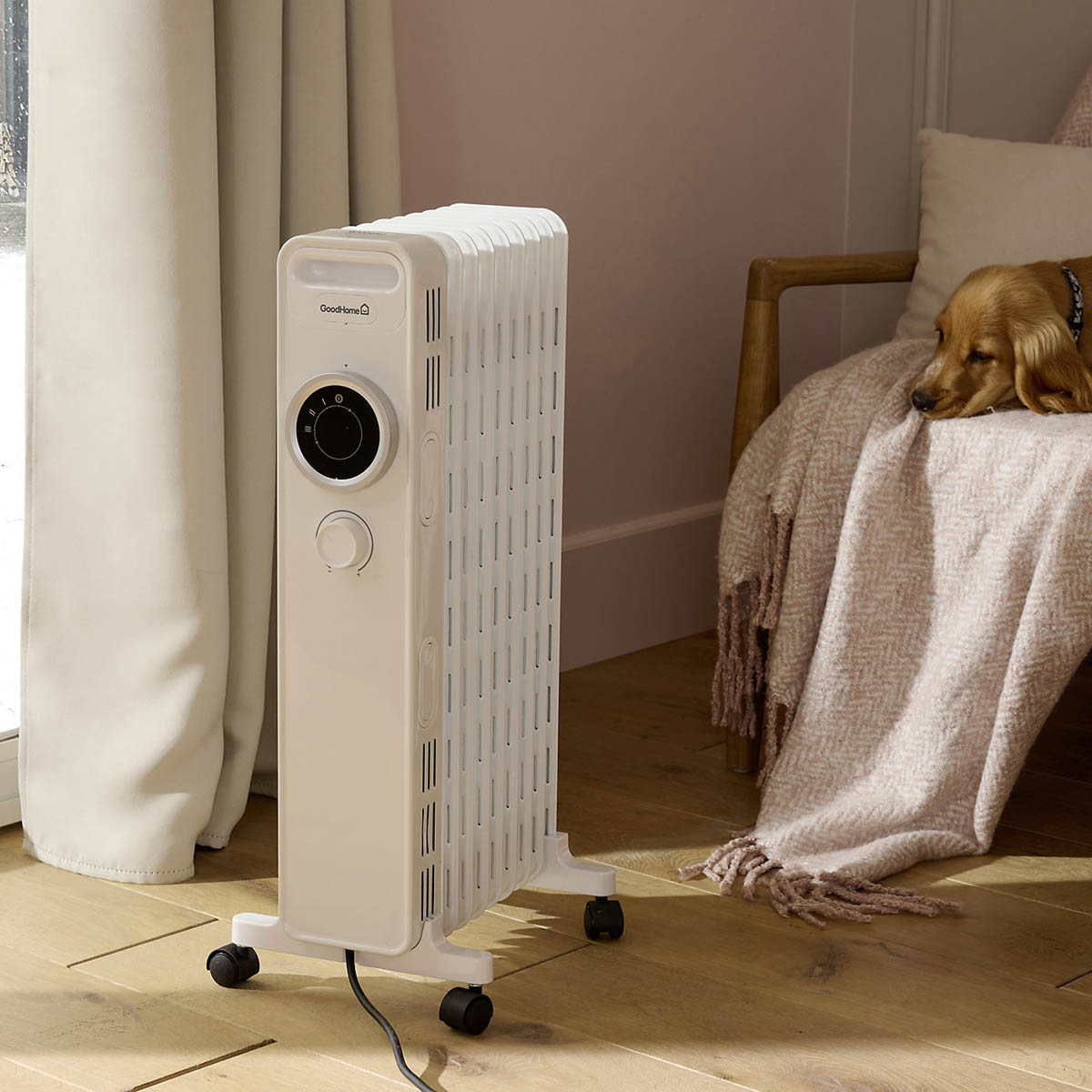 Oil Filled Radiator Electric 2000W 3 Heat Settings White Adjustable Thermostat - Image 2