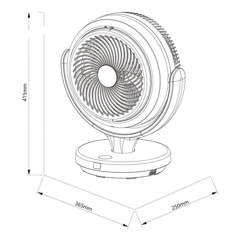 Table Desk Fan Black Remote Controlled Oscillates Tilts 12h Timer Compact 8in - Image 2