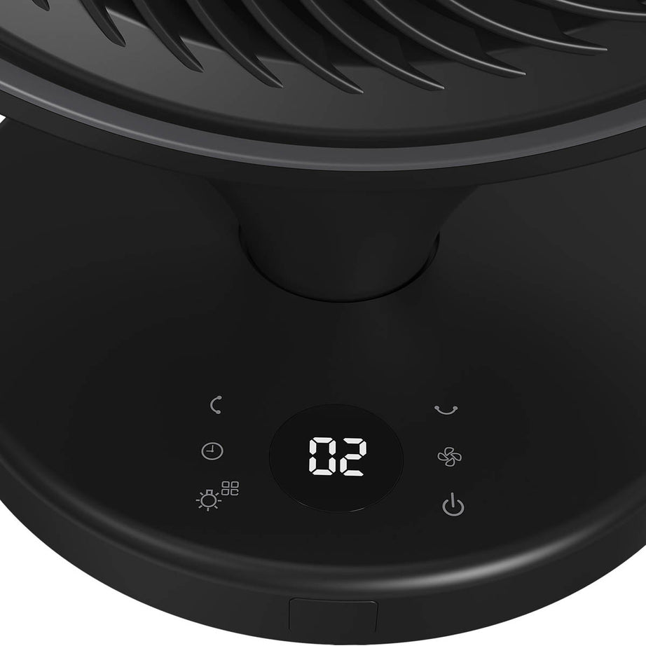 Table Desk Fan Black Remote Controlled Oscillates Tilts 12h Timer Compact 8in - Image 7