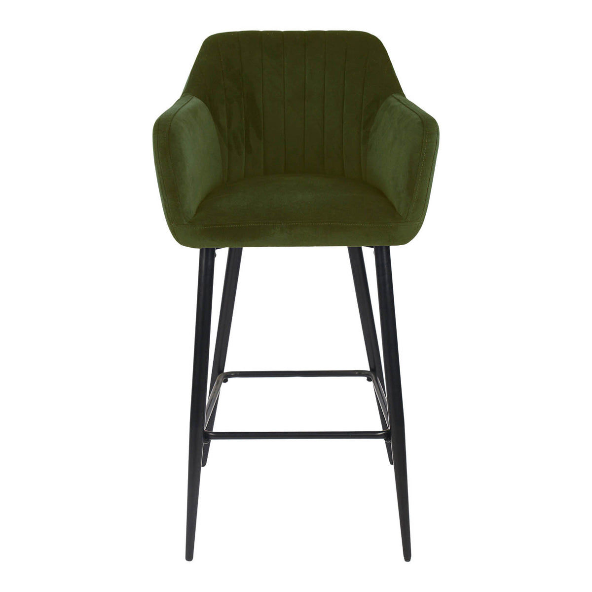 Kitchen Bar Stool Green Velvet Padded High Back Footrest Comfortable Modern - Image 1
