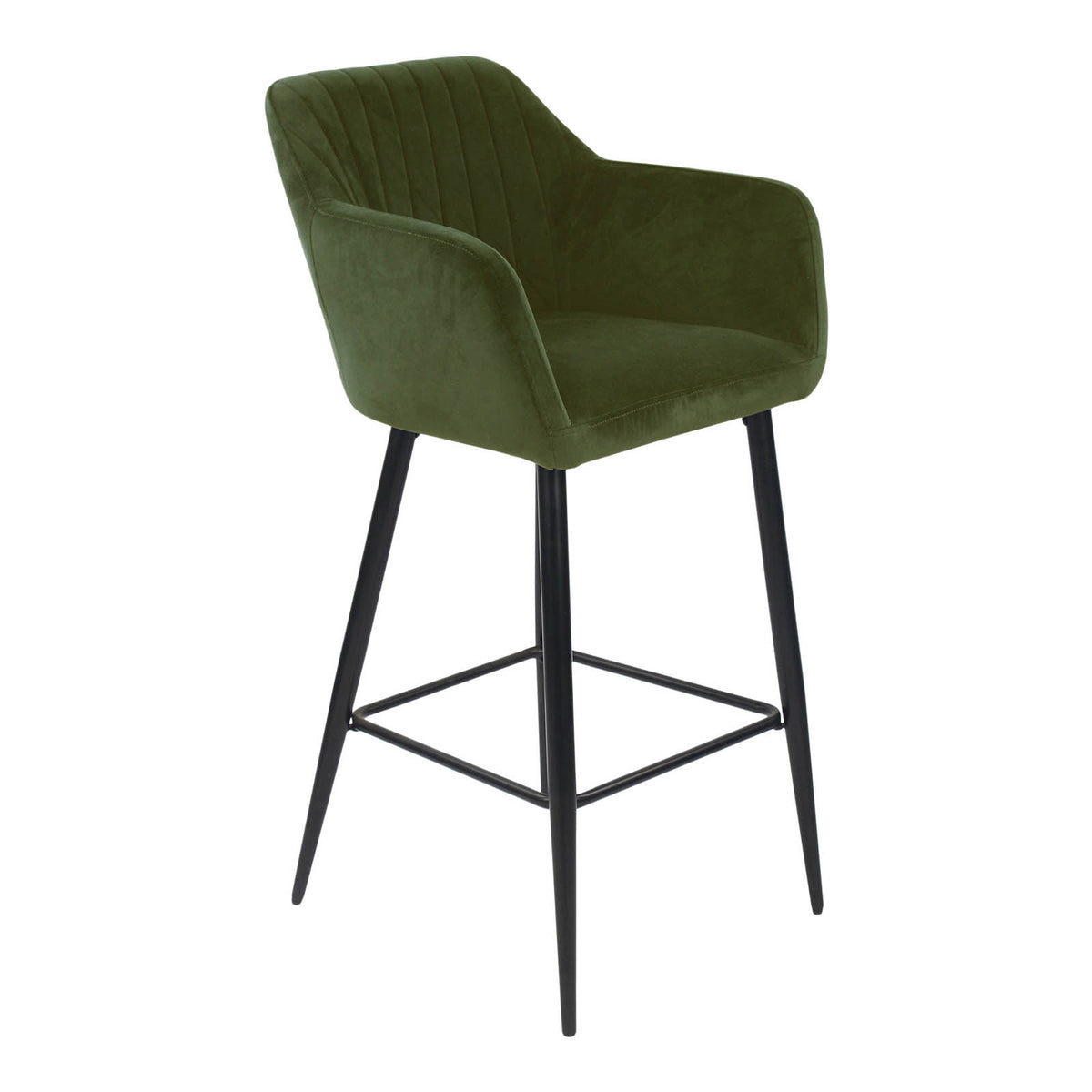 Kitchen Bar Stool Green Velvet Padded High Back Footrest Comfortable Modern - Image 4
