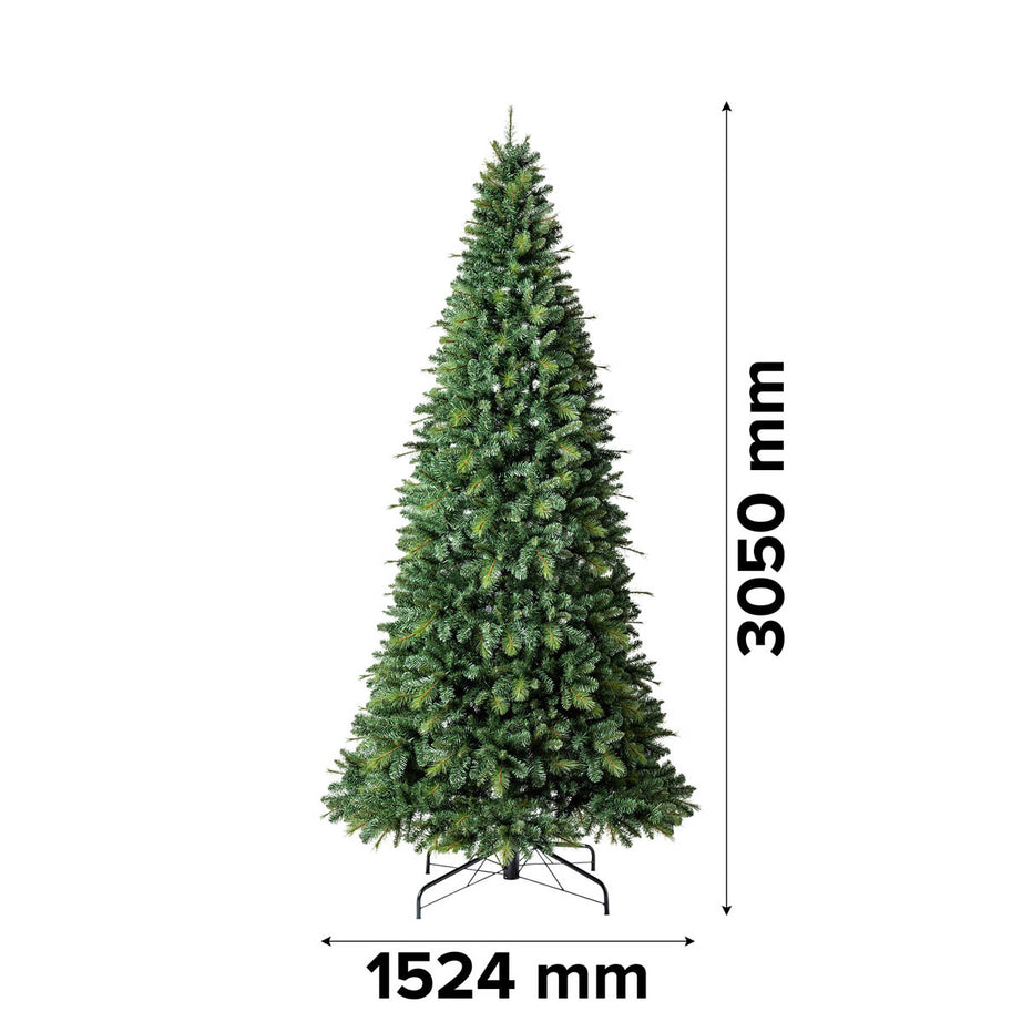 Artificial Christmas Tree 10ft Hinged Full Green Natural Effect Metal Stand - Image 4