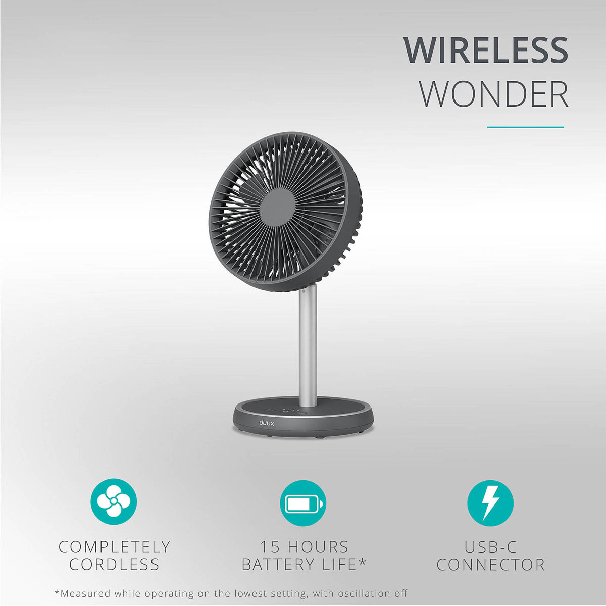 Cordless Table Fan 8" Quiet 4 Speed Oscillating Tilting Adjustable Height - Image 4