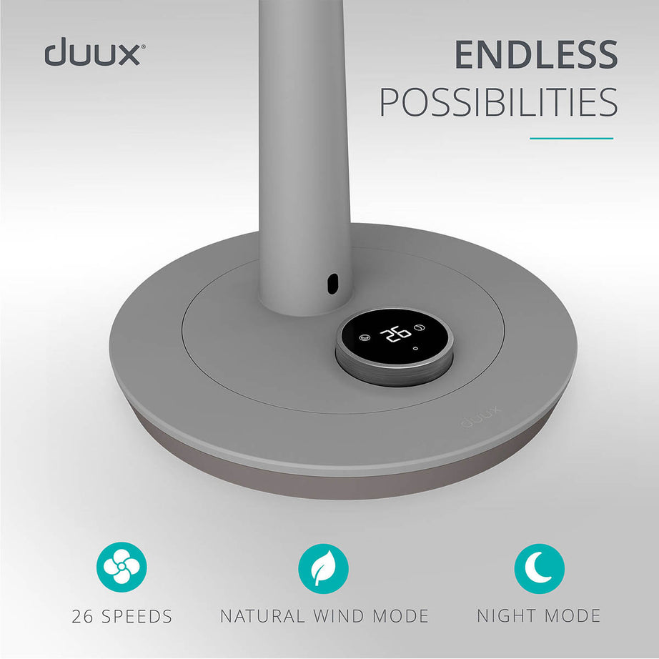 Duux Pedestal Fan Whisper 2 Quiet Mark Grey Oscillating Tilt 12" Remote Control - Image 5