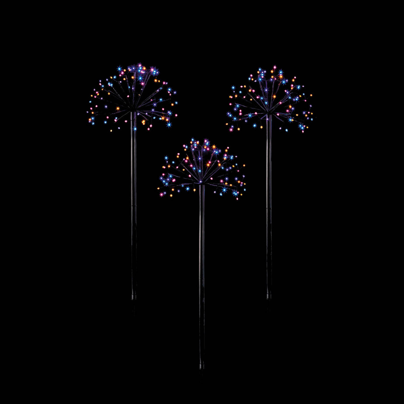 Garden LED Stake Light Rainbow Round Outdoor Patio Pathway Lights Pack Of 3 - Image 2