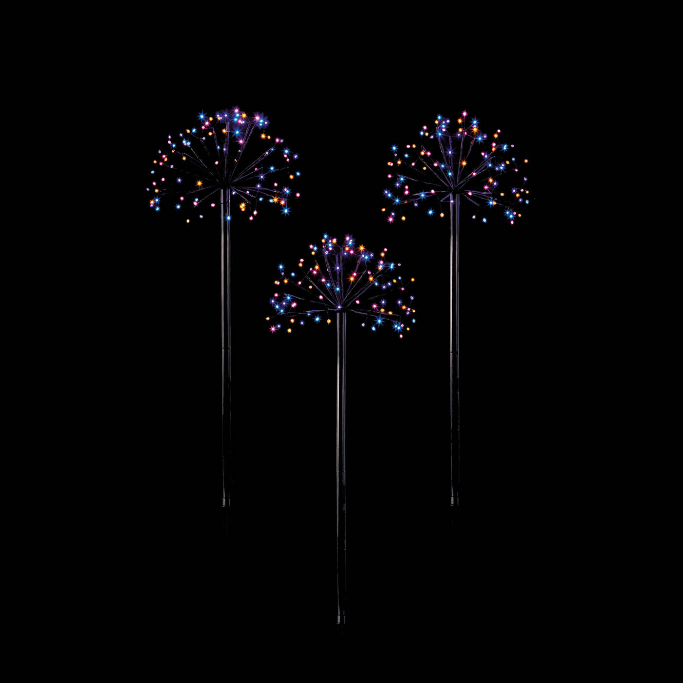 Garden LED Stake Light Rainbow Round Outdoor Patio Pathway Lights Pack Of 3 - Image 2