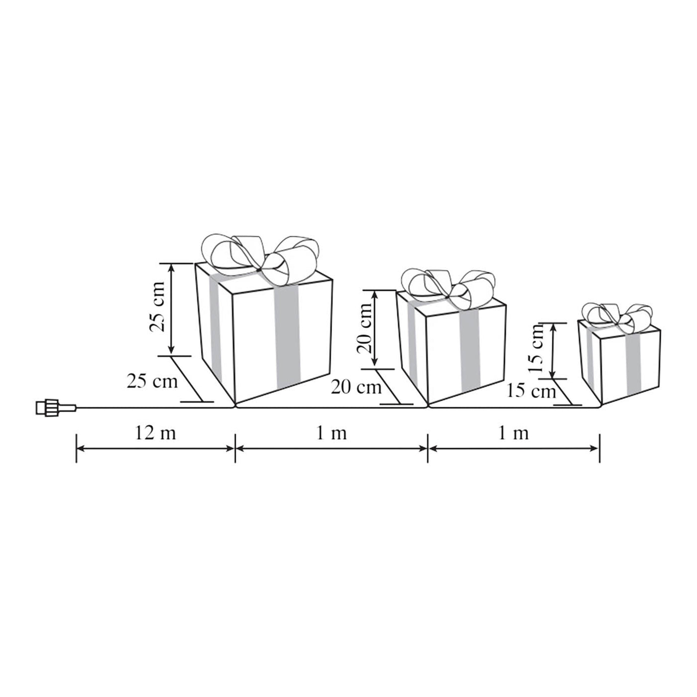 LED Christmas Silhouette Parcel Set Freestanding Warm White Timer Indoor Outdoor - Image 2