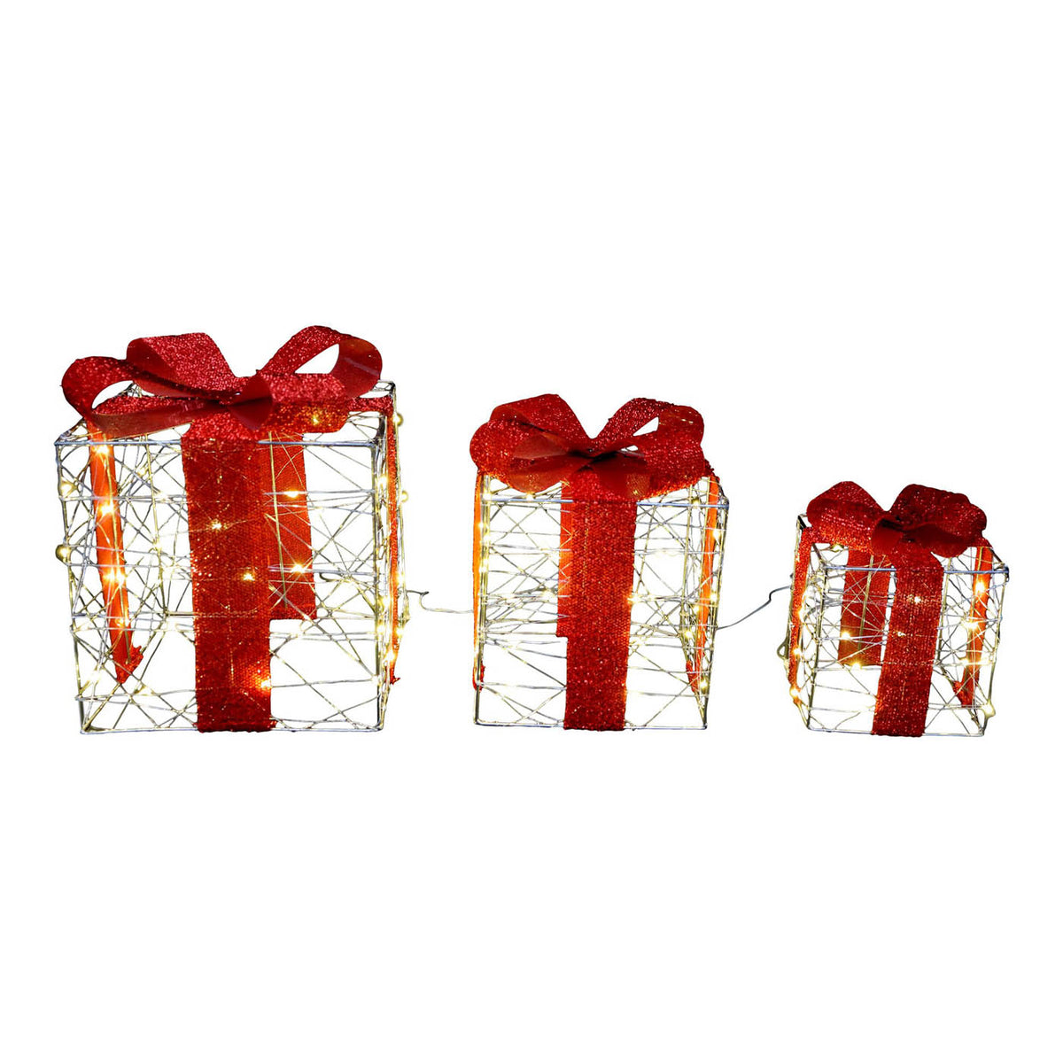 LED Christmas Silhouette Parcel Set Freestanding Warm White Timer Indoor Outdoor - Image 4