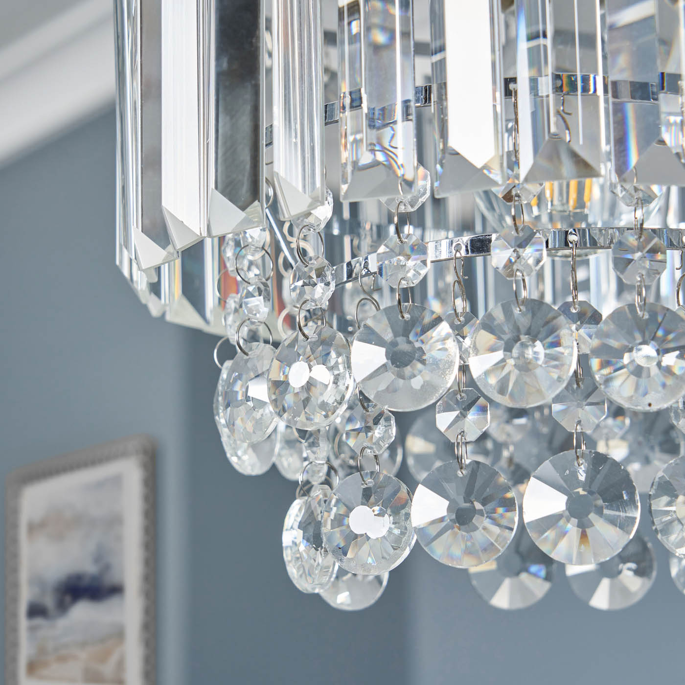 Inlight Tiered Lamp Shade Round Glass Crystals Polished Chrome Effect (D)27cm - Image 5