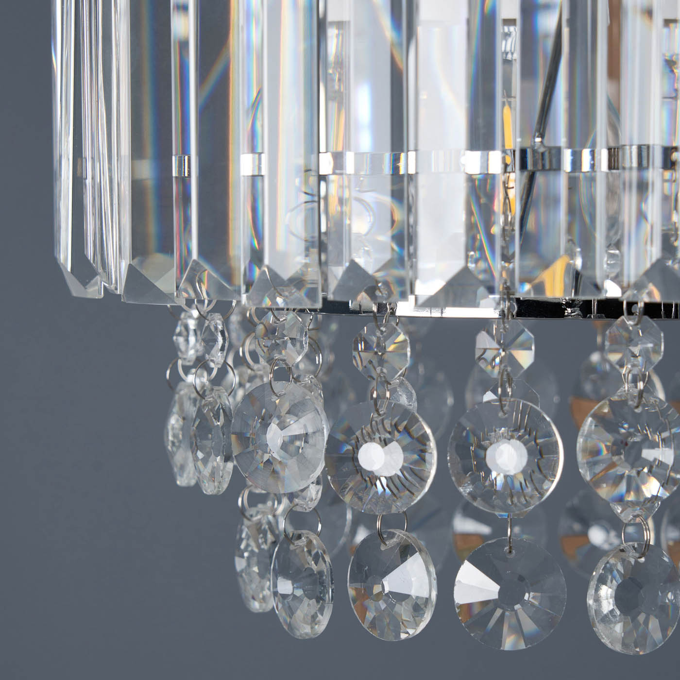 Inlight Tiered Lamp Shade Round Glass Crystals Polished Chrome Effect (D)27cm - Image 9
