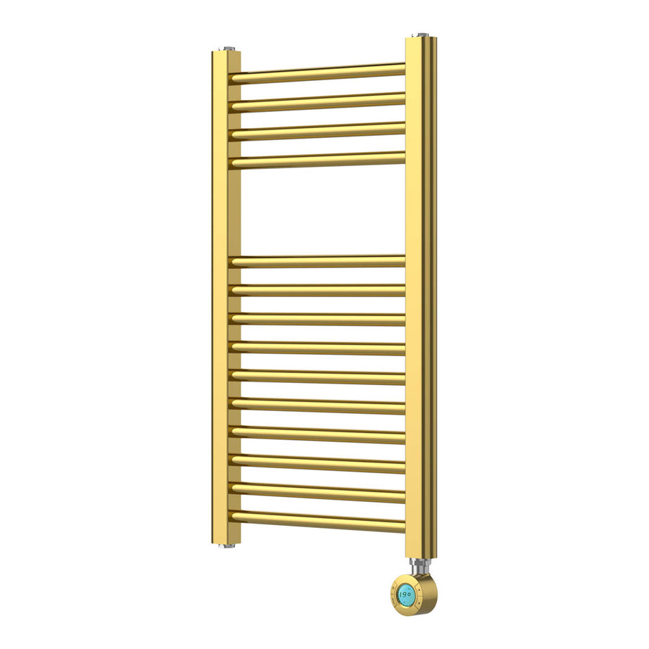 Flomasta Electric Towel Rail Radiator Brass Flat Bathroom Warmer (H)70x(W)40cm - Image 1