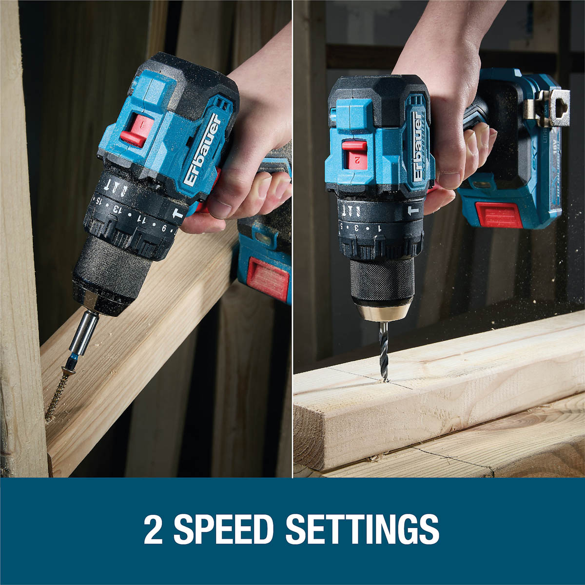 Erbauer Combi Drill ERI1092COM Cordless Compact 18V Li-Ion EXT Keep Cool - Image 7