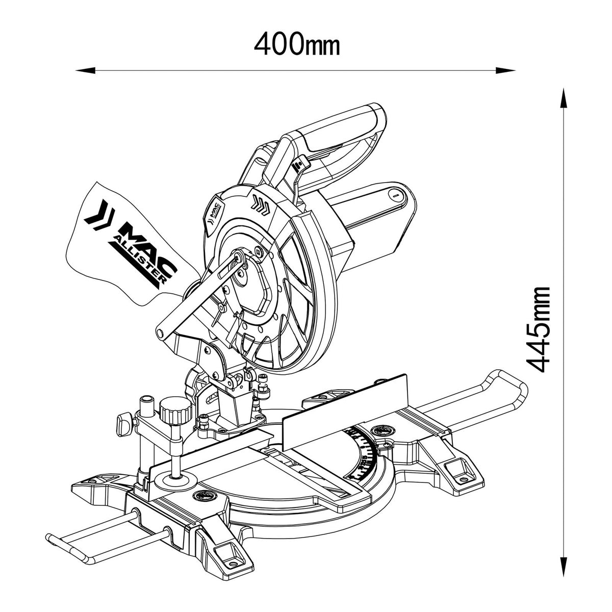 Mac Allister Compound Mitre Saw Electric MCB1360MSW Heavy Duty 210mm 1400W - Image 2