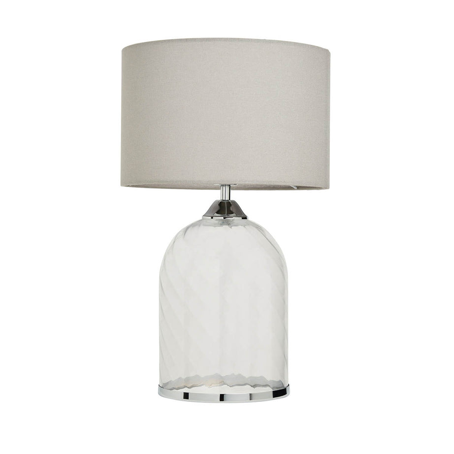 Inlight Table Lamp Clear Ribbed Glass Base Grey Shade Round Modern (Dia)280 mm - Image 8