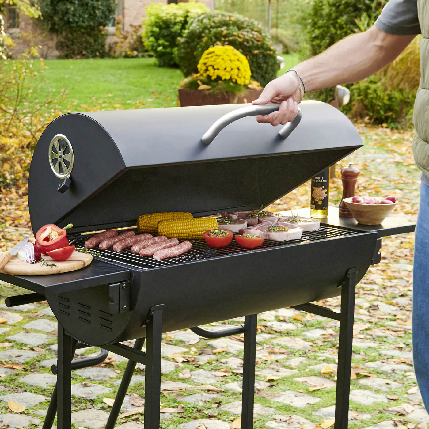 Stockton Black Barrel double grill Charcoal BBQ - Image 5