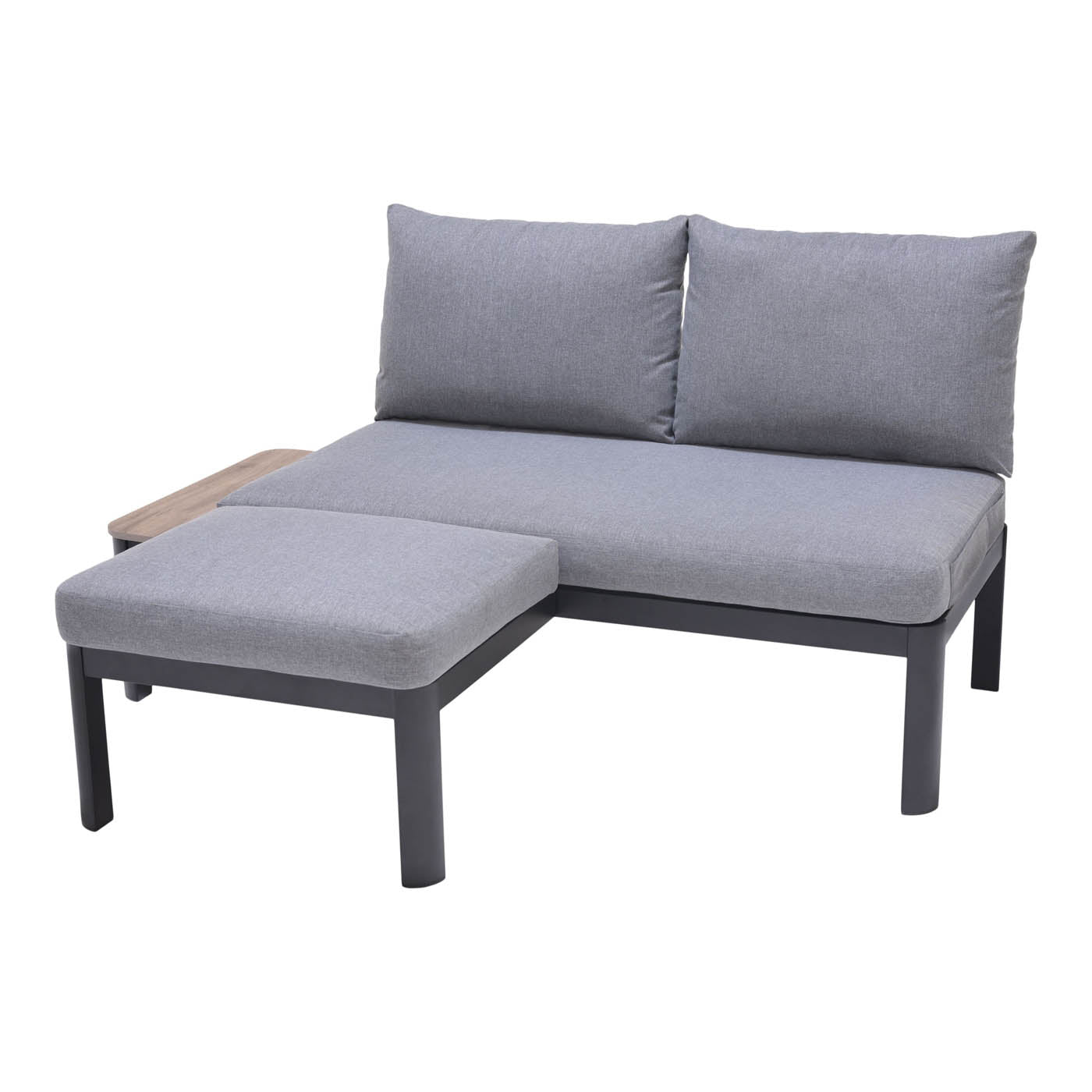 Garden Modular Corner Furniture Set 2 Seater Grey Metal Removable Cover - Image 1