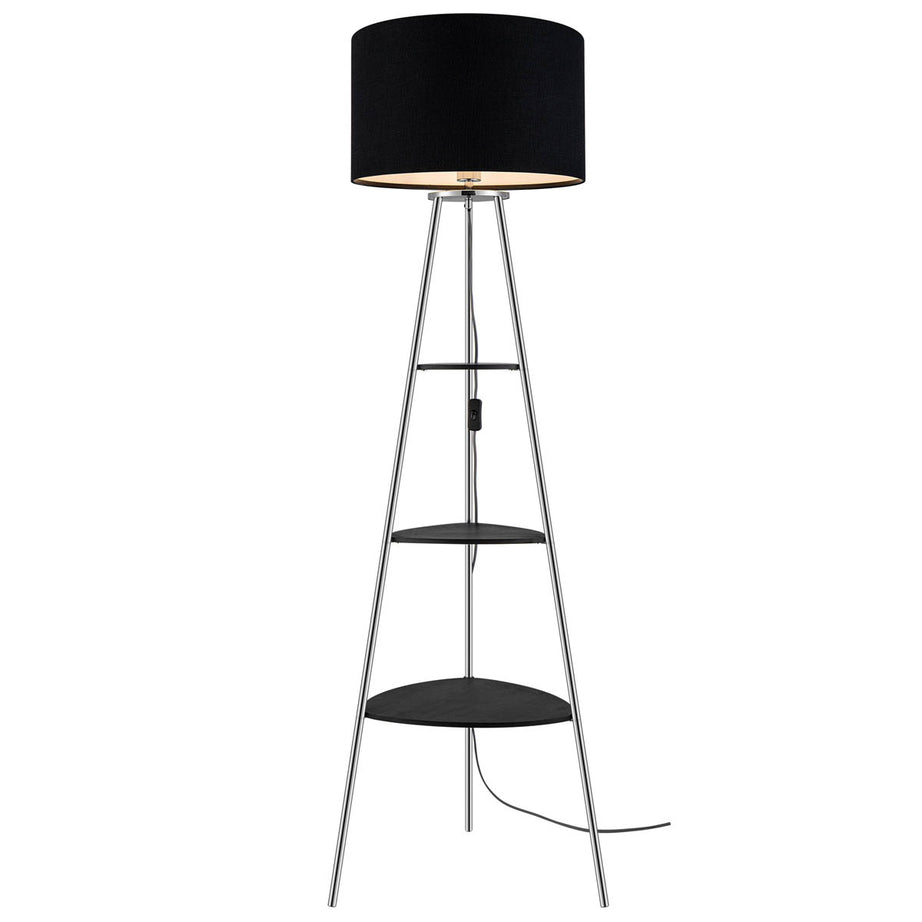 Floor Lamp 3 Shelves Black Chrome Effect Living Room Modern Industrial (H)155cm - Image 5