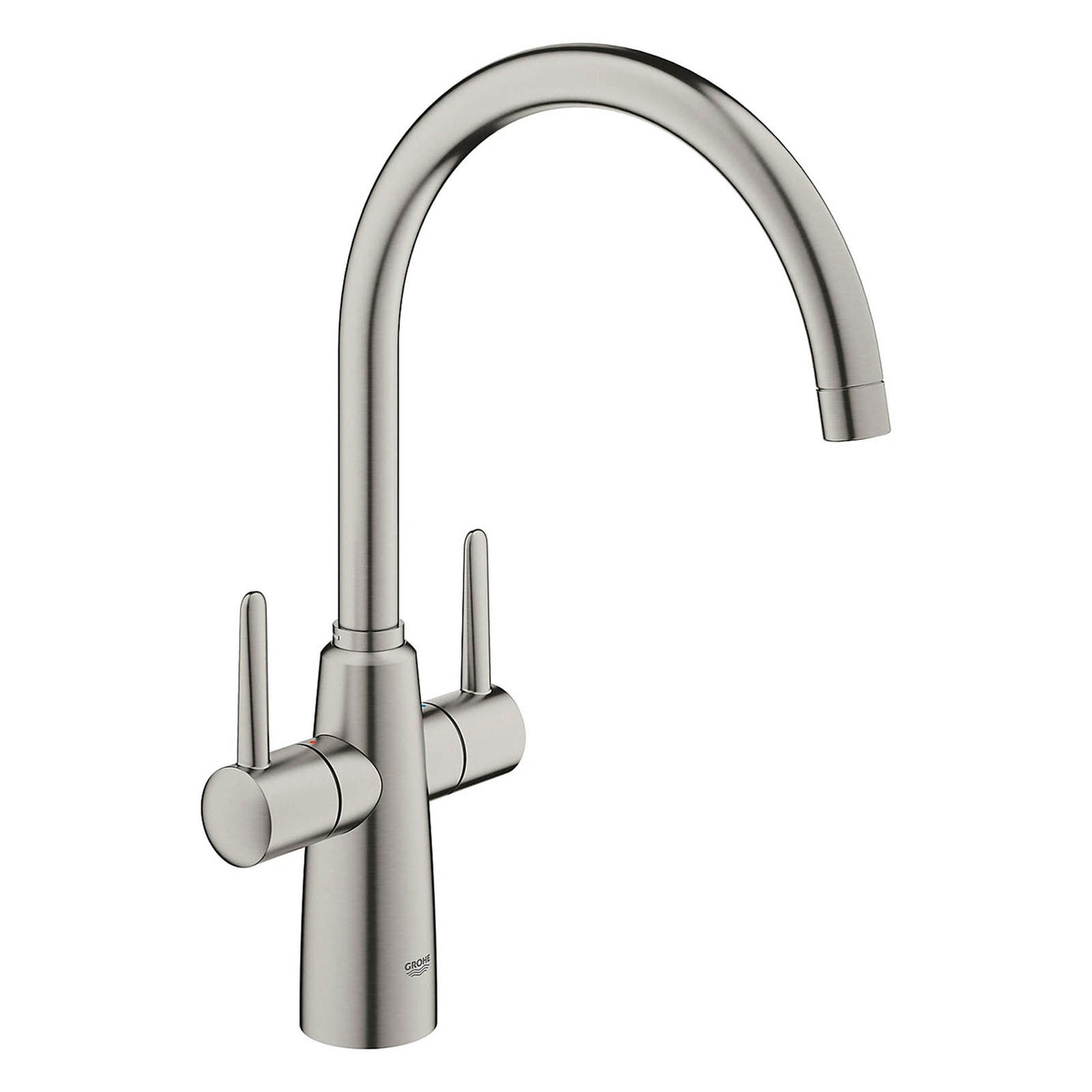 Grohe Ambi Kitchen Tap Dual Lever Mixer Matt Supersteel Finish - Image 1