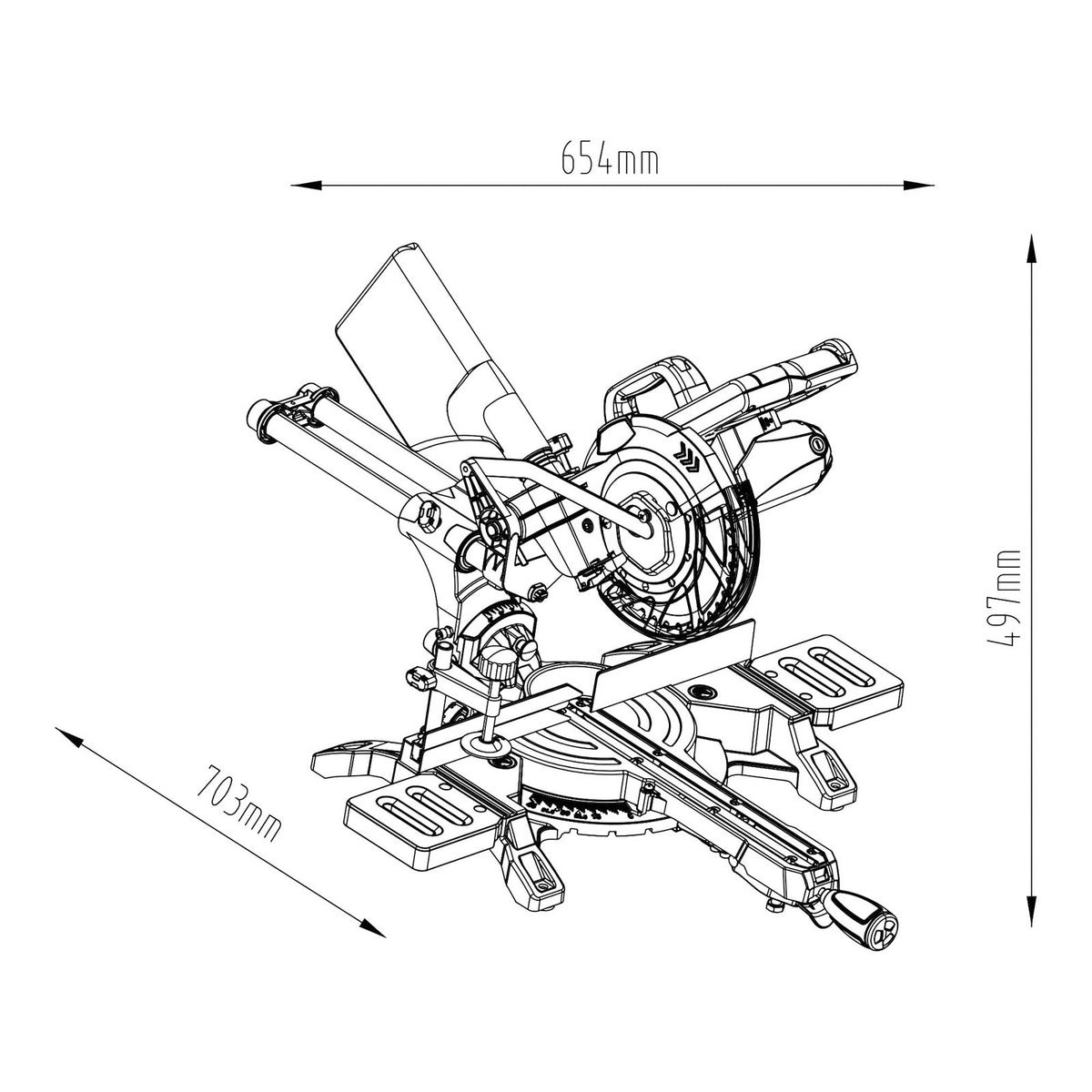 Mac Allister Mitre Saw Electric MCB1362MSW Sliding 210mm Heavy Duty 1500W - Image 2
