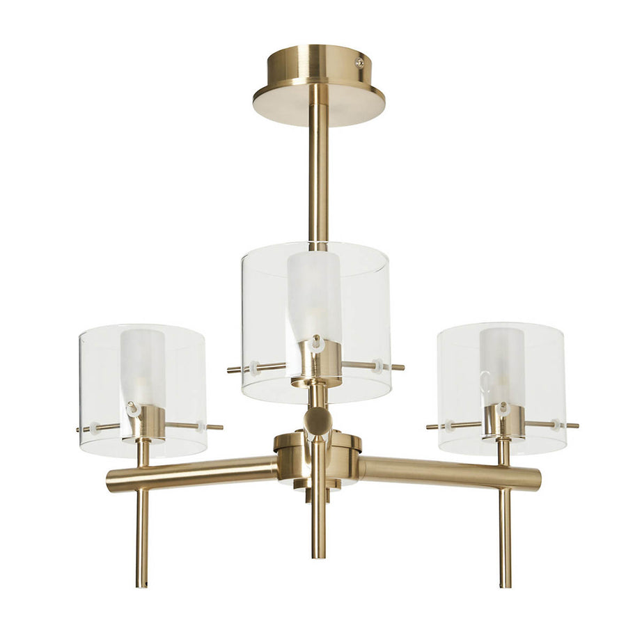 LED Ceiling Light 3 Way Satin Brass G9 IP44 Glass Steel Living Room Bedroom - Image 4