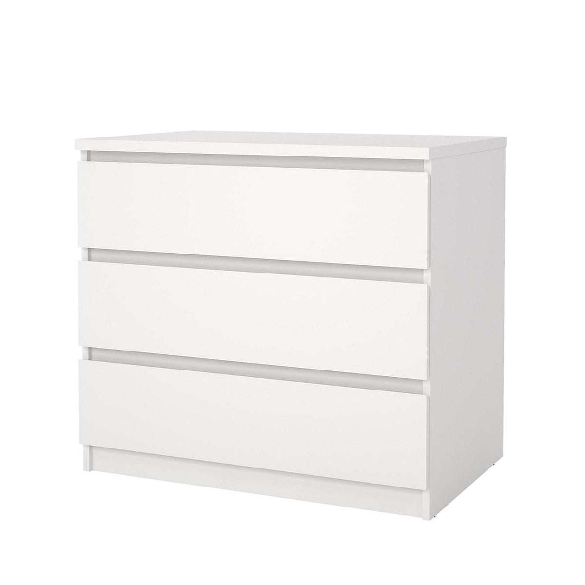 Esla Matt White 3 Drawer Chest Bedroom Storage Cabinet 770mm Wide - Image 1