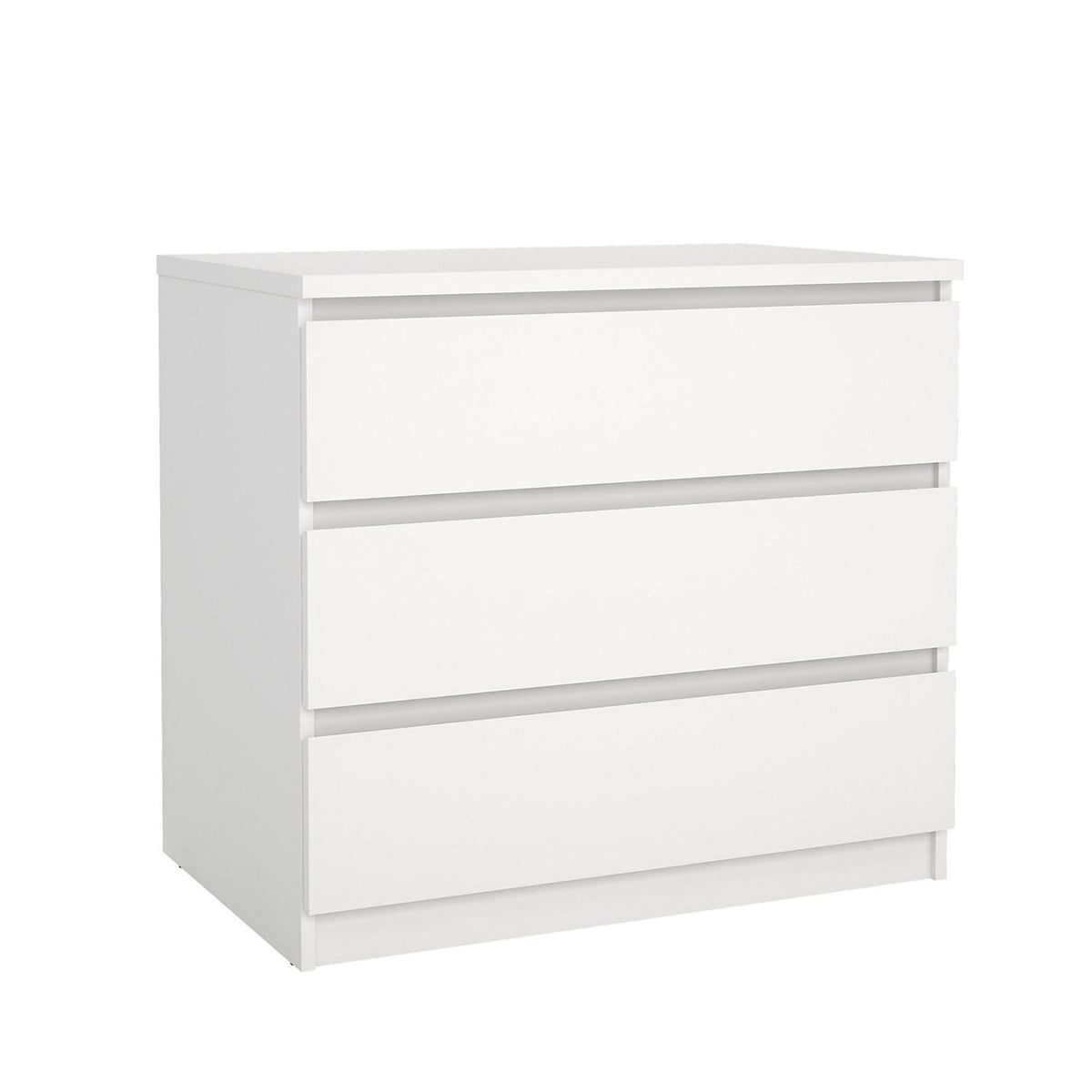 Esla Matt White 3 Drawer Chest Bedroom Storage Cabinet 770mm Wide Scandinavian - Image 2