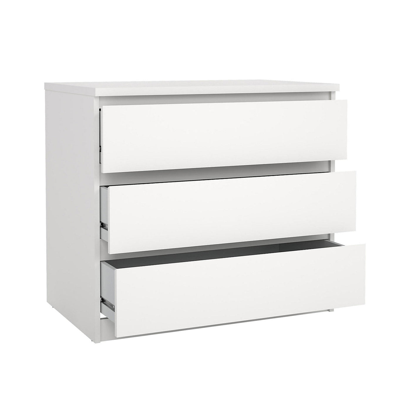 Esla Matt White 3 Drawer Chest Bedroom Storage Cabinet 770mm Wide - Image 3