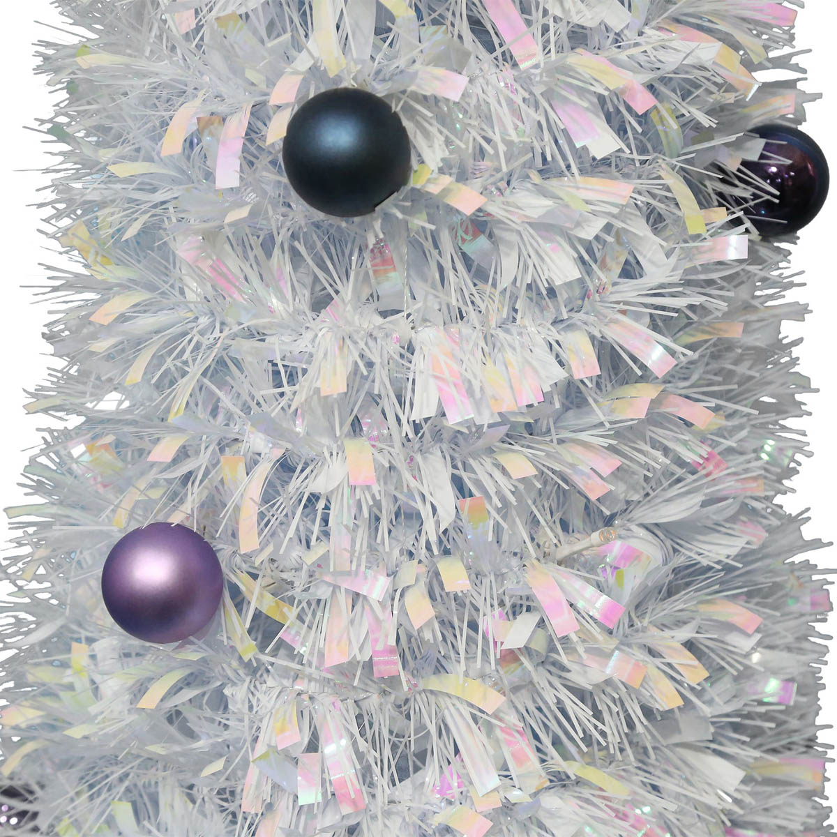 Christmas Tree 6ft White Slim Artificial LED Pre Lit 40 Warm White Timer Baubles - Image 8