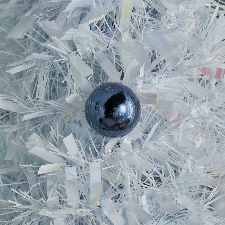 Christmas Tree 6ft White Slim Artificial LED Pre Lit 40 Warm White Timer Baubles - Image 9