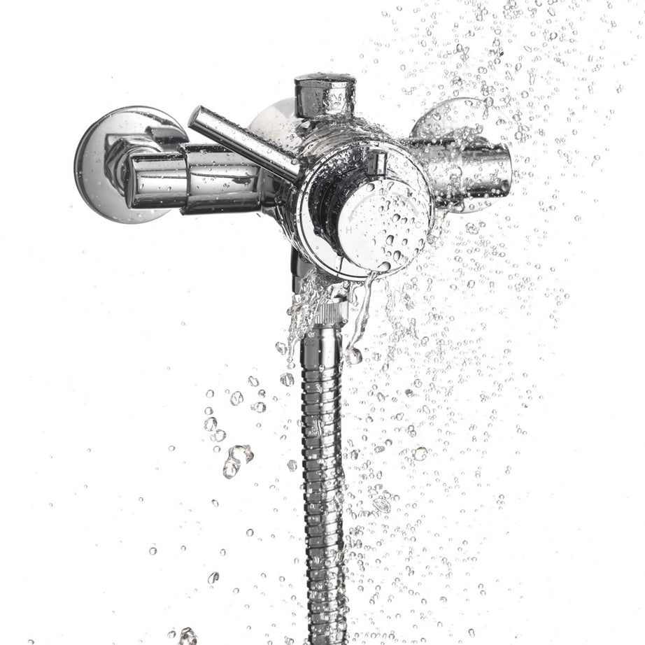 Mixer Shower Chrome Exposed Concealed Valve 3 Spray Patterns Round Head Modern - Image 4