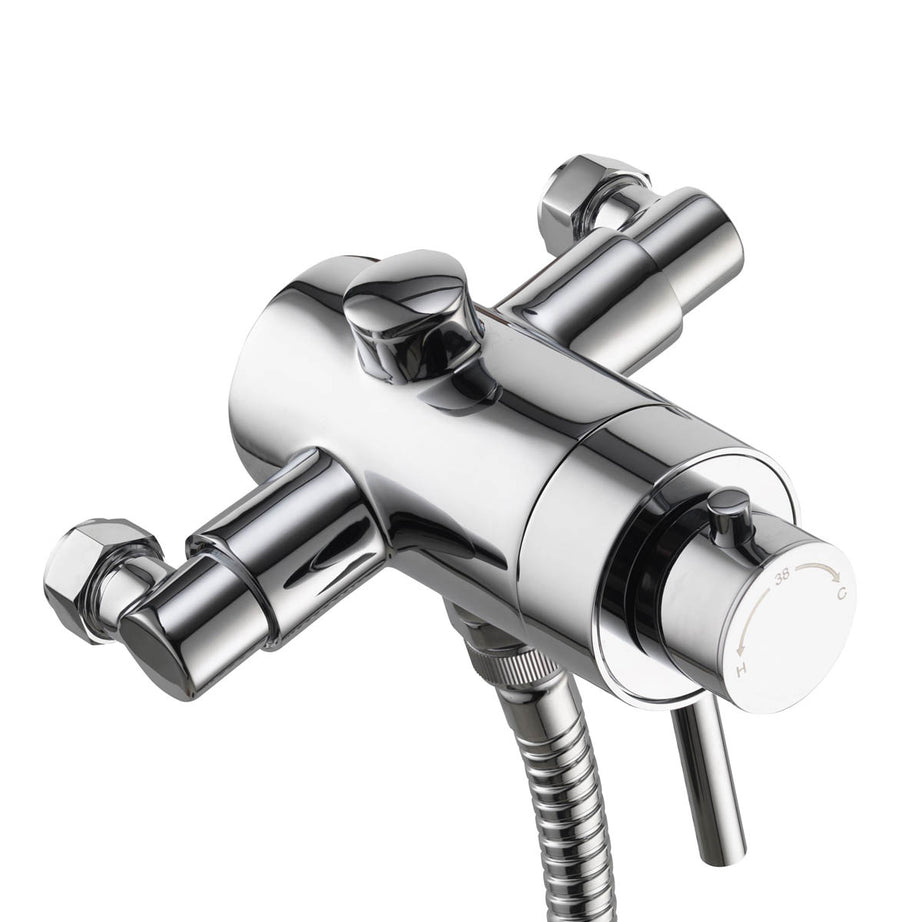 Mixer Shower Chrome Exposed Concealed Valve 3 Spray Patterns Round Head Modern - Image 5