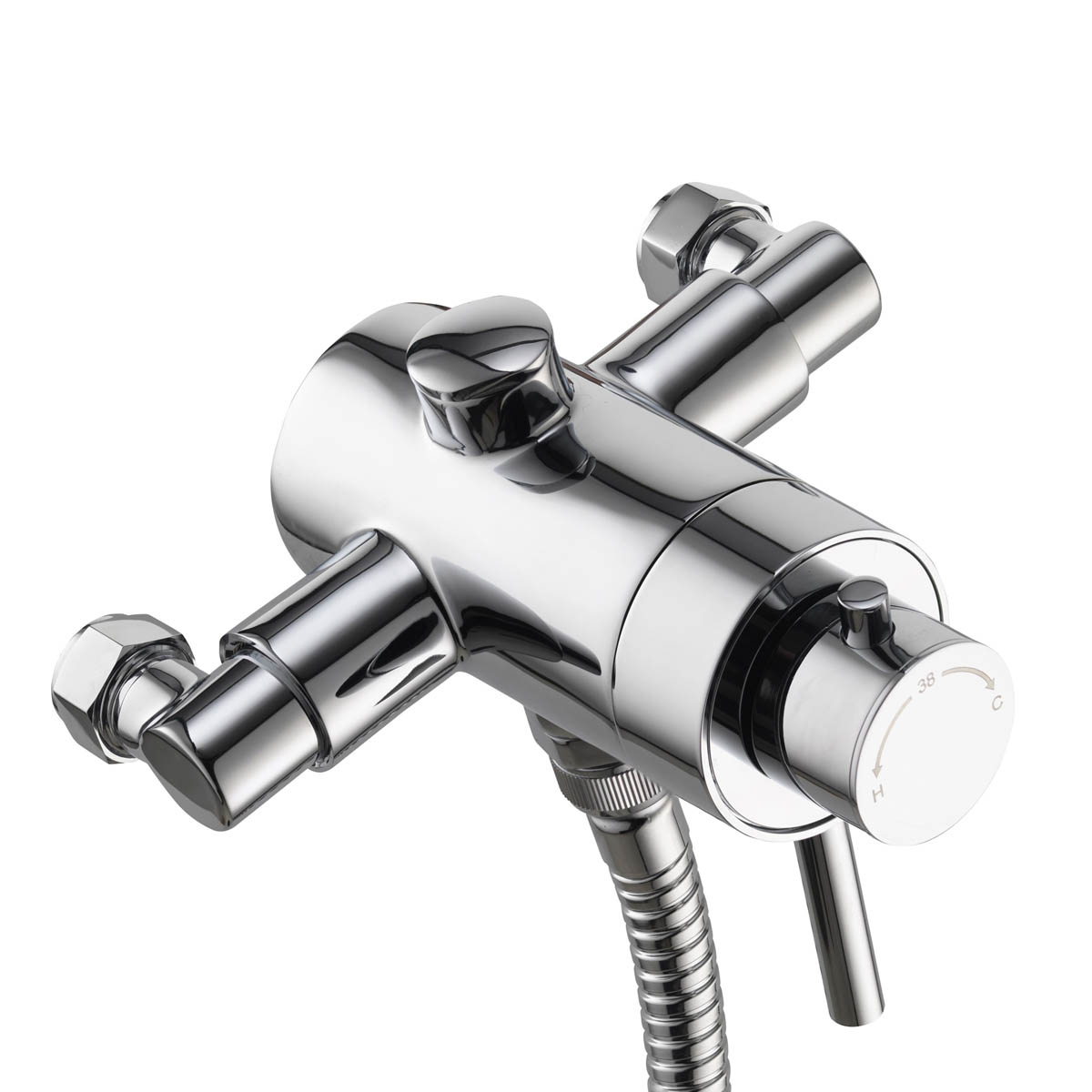 Mixer Shower Chrome Exposed Concealed Valve 3 Spray Patterns Round Head Modern - Image 5