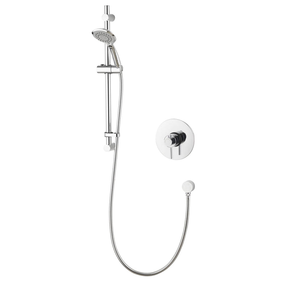 Mixer Shower Chrome Exposed Concealed Valve 3 Spray Patterns Round Head Modern - Image 6