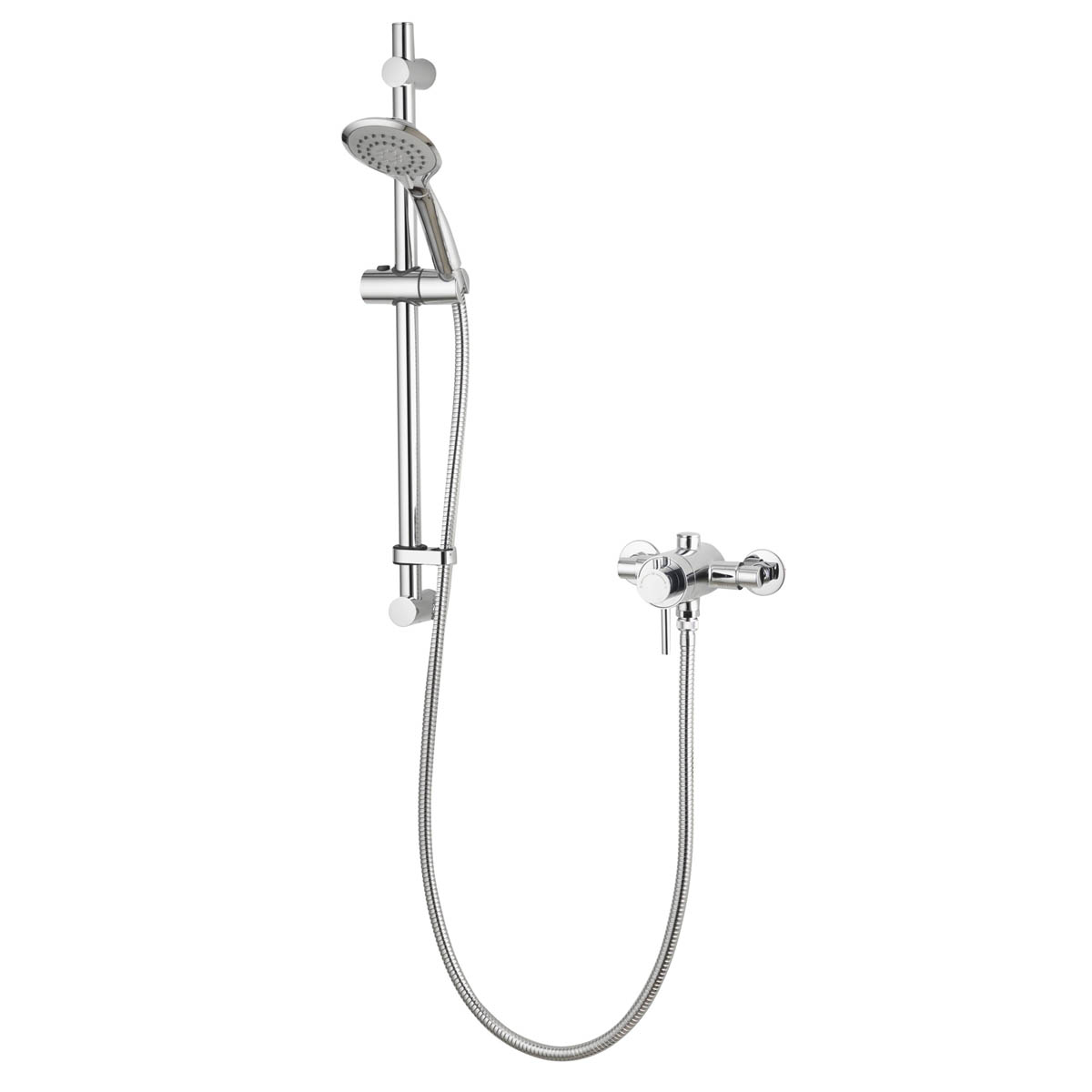 Mixer Shower Chrome Exposed Concealed Valve 3 Spray Patterns Round Head Modern - Image 7