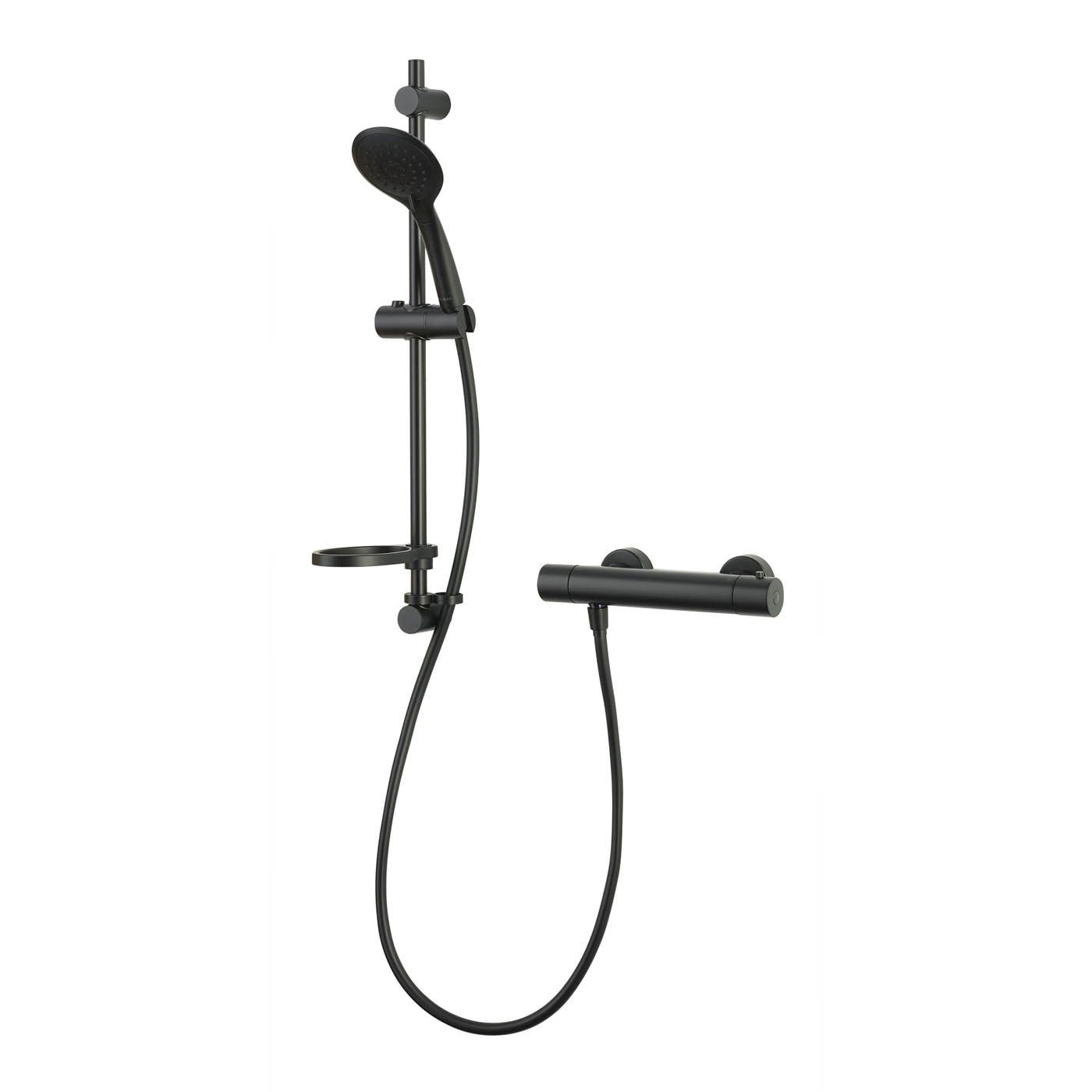 Aqualisa Mixer Shower Sierra Matt Black Round Head Rear fed Manual 1.5m Hose - Image 1