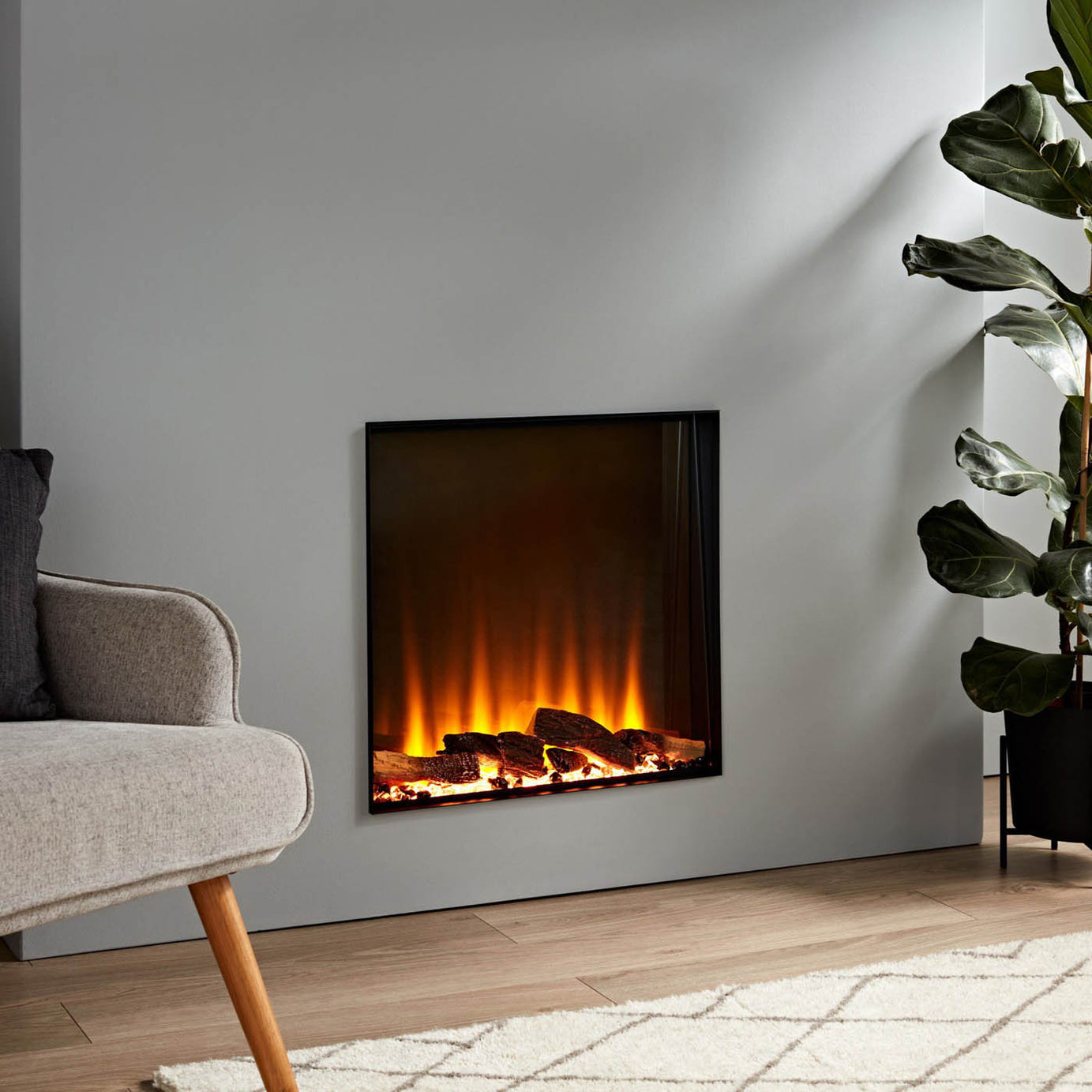 Focal Point Electric Fire 2kW Black Wall Mounted (H)77.7cm (W)66.3cm (D)12.7cm - Image 2