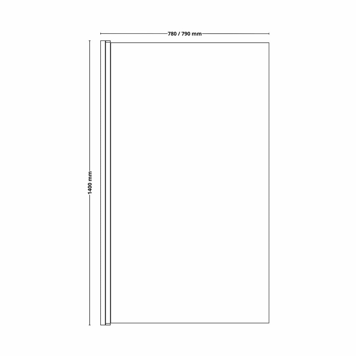 Bath Shower Screen Straight Chrome Tempered Glass Frameless Bathroom W78xH140cm - Image 2