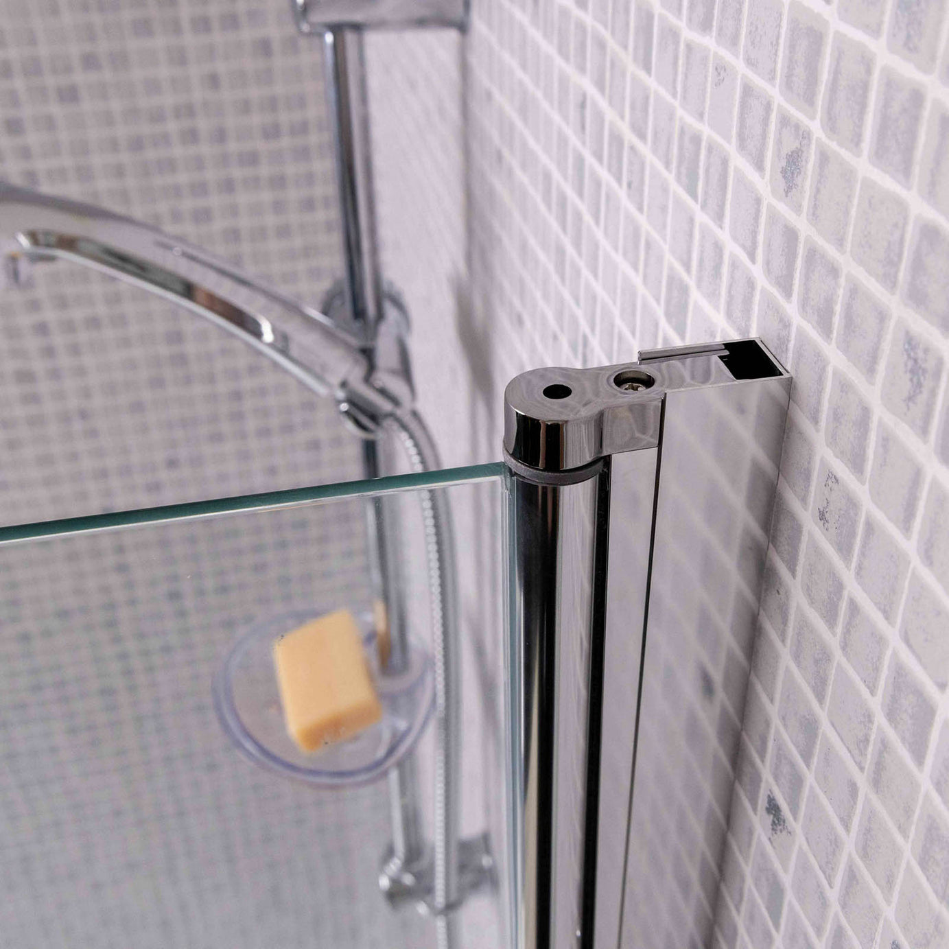 Bath Shower Screen Straight Chrome Tempered Glass Frameless Bathroom W78xH140cm - Image 6