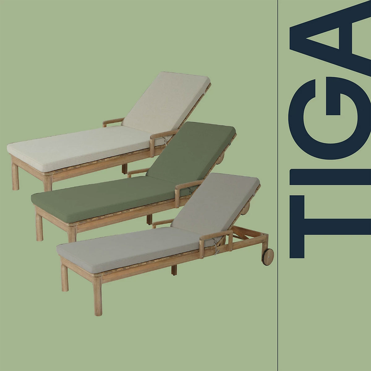 GoodHome Tiga Sunlounger Cushion Sand Outdoor Garden Recliner Pad 197cm - Image 7